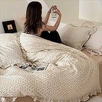 Vista 12 de BuLuTu - Juego de funda de edredón individual de muselina, diseño a rayas, funda de edredón tipo gasa de algodón con 2 fundas de almohada, ropa