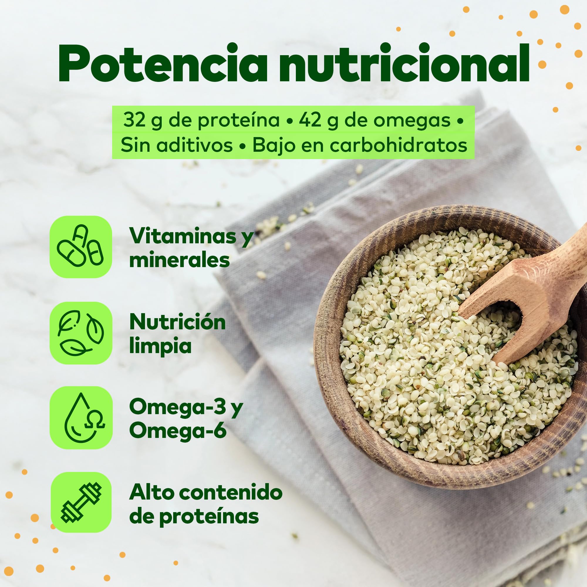 Jorus Semillas de Cáñamo Naturales Descascaradas y Crudas 1kg – Fuente Rica en Omega 3 y 6, Proteína y Fibra, Perfectas para una Dieta Saludable, Origen Europeo, Sin Aditivos - Hemp Seeds