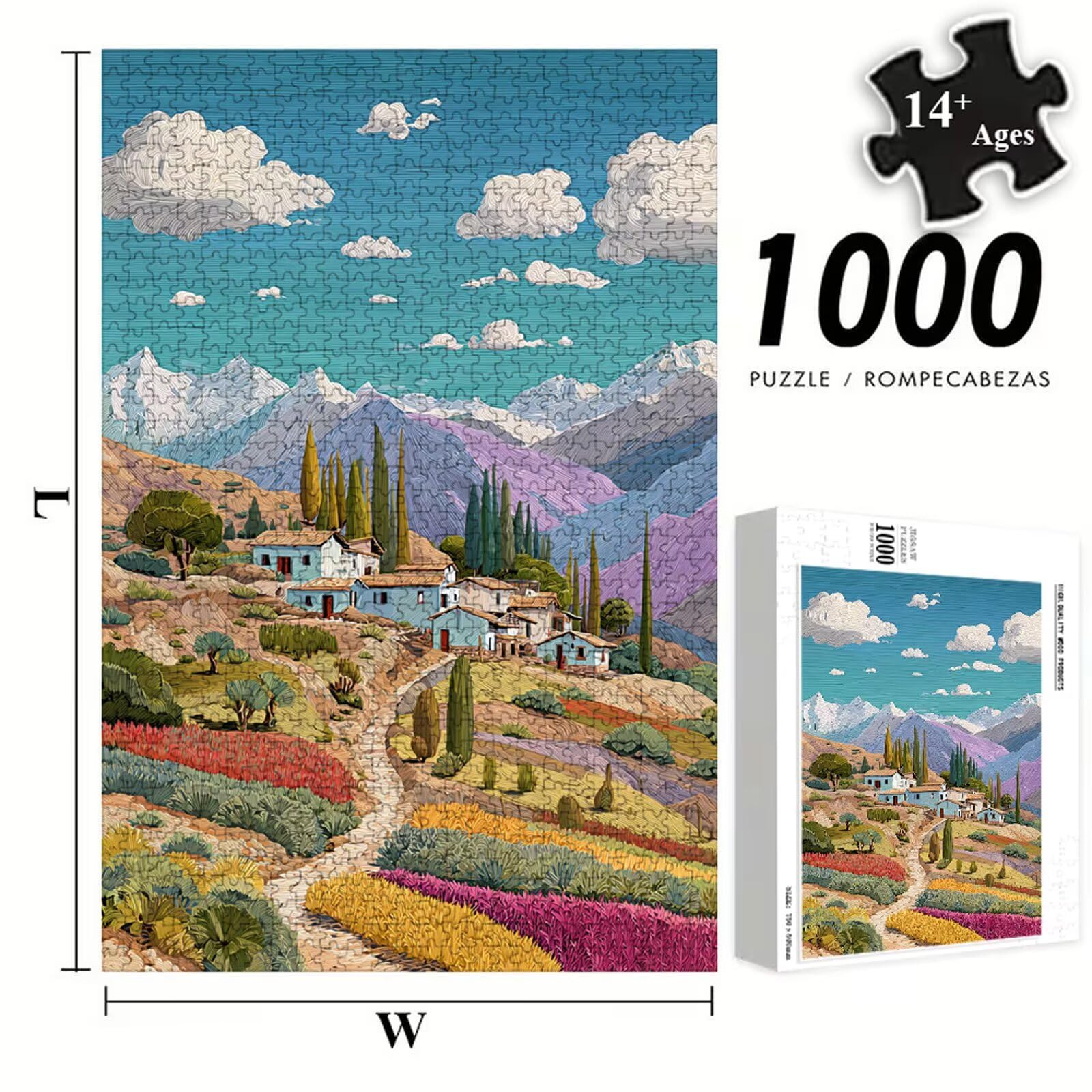 Puzzle 1200 Piezas Adultos Paisaje & Montaña, Rompecabezas con Letras Traseras y Póster, Pasatiempo Antiestrés, Decoración de Pared, Regalo Decorar Mujer Hombre 75 x 50 cm (14 Años +) P3#763