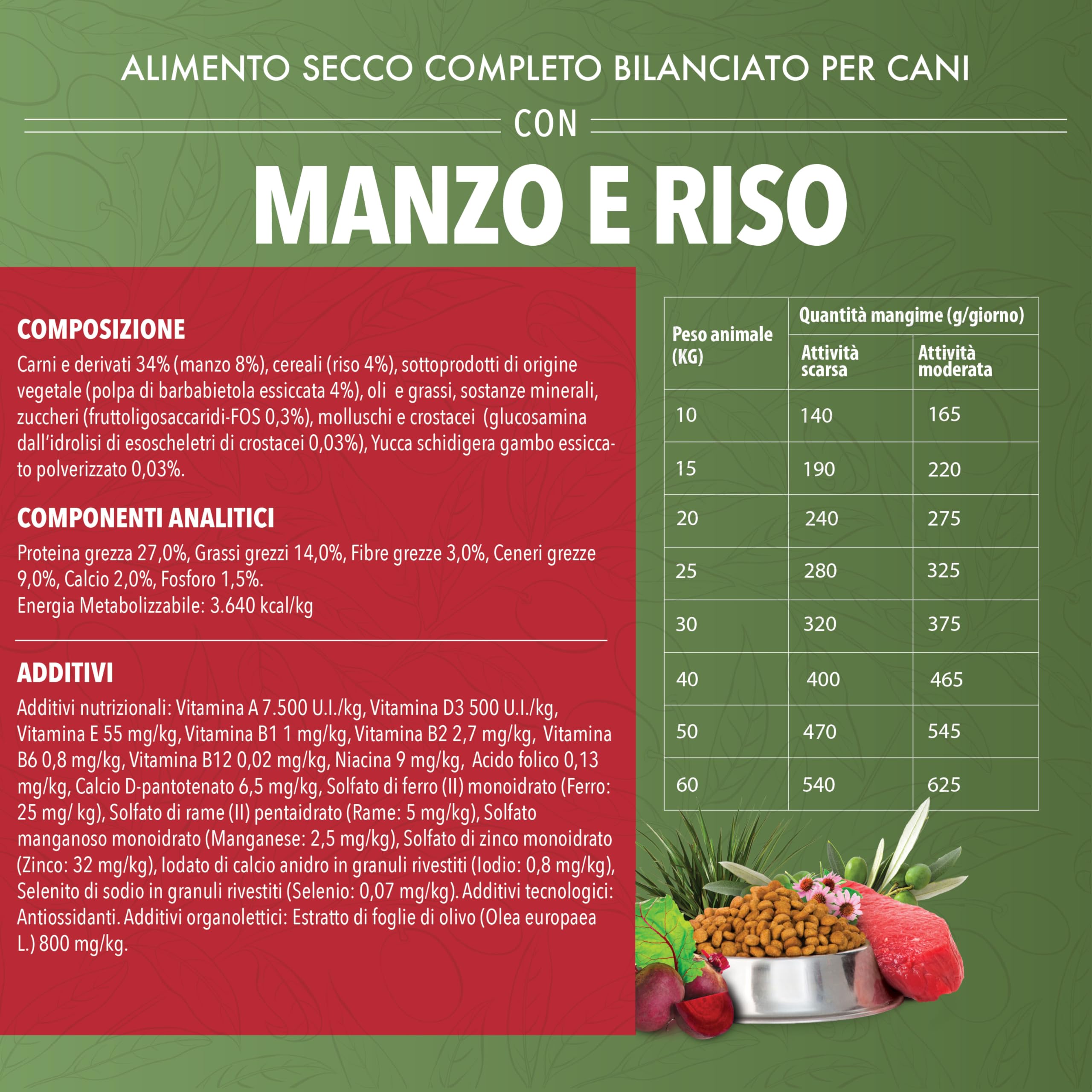 TerComposti - Triplo Pet Food Manzo e Riso 3kg x4, Ideale per Adulti di Tutte le Razze, Pelo Lucido e Folto, Crocchette Cani con Estratto di Olivo, Cibo per Cani Secco Nutriente e Bilanciato