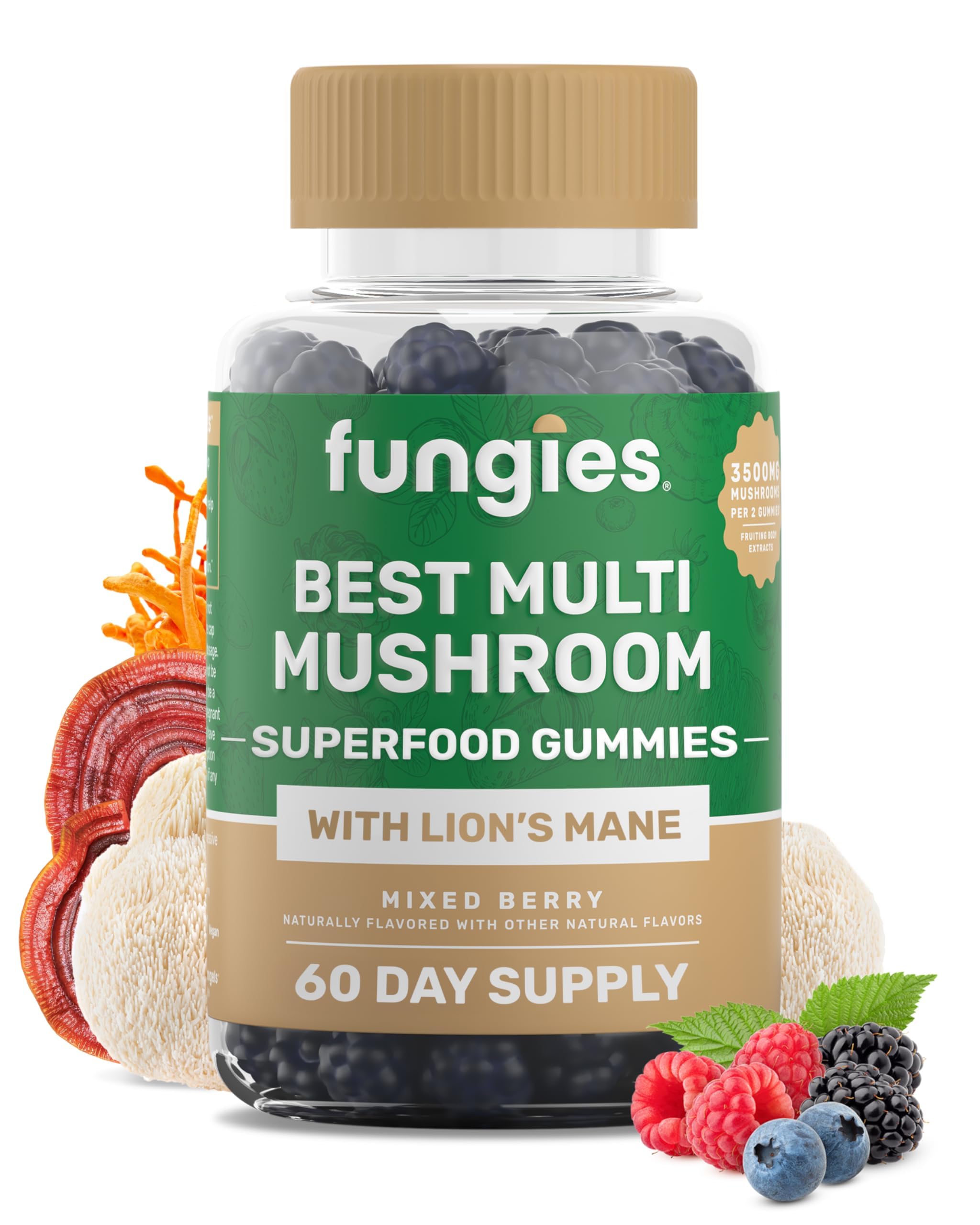 Fungies Multi Mushroom Gummies | 60 Count | Complex Adult Supplement Multi Blend