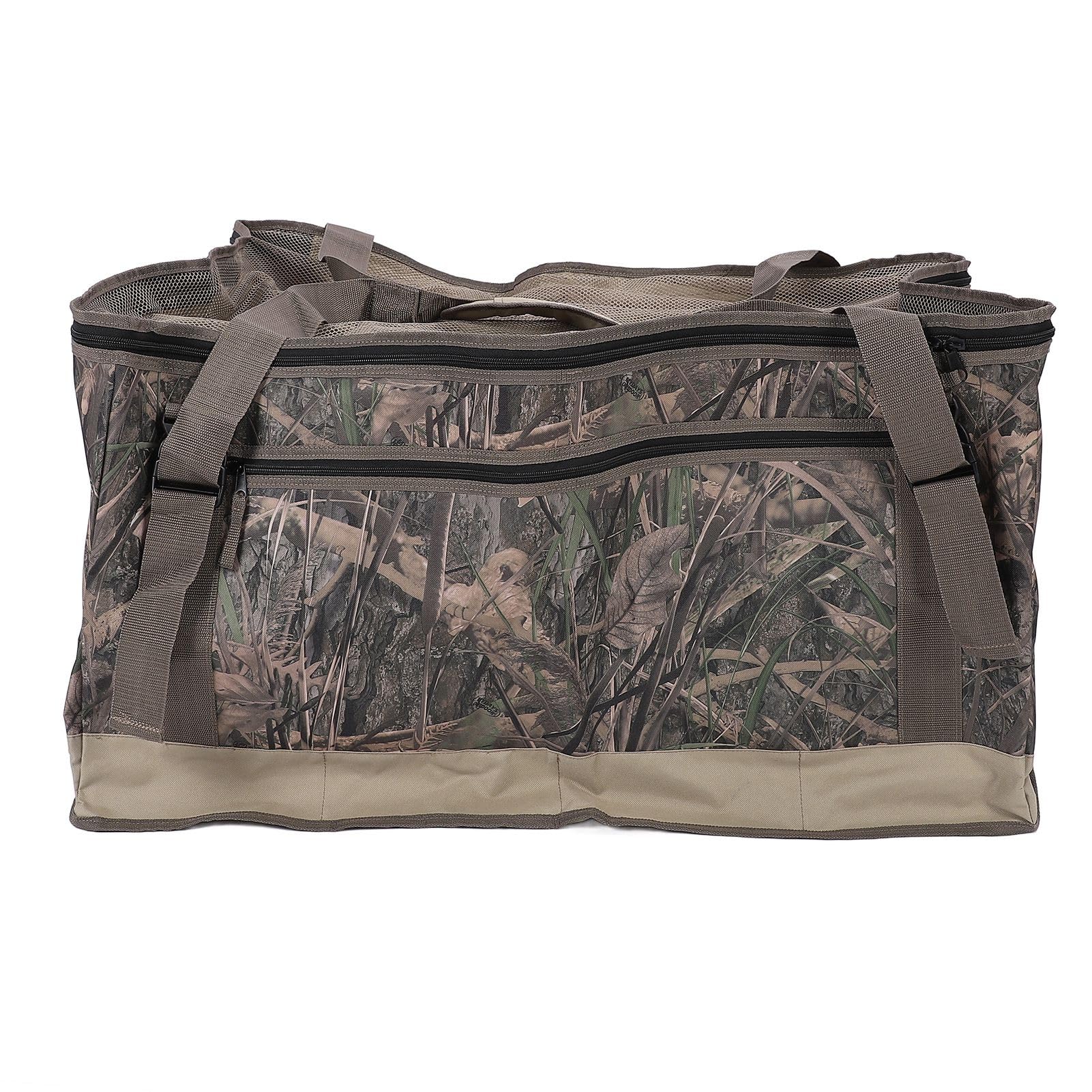 12 Slot Duck Decoy Bag, 600D Oxford Cloth Equipment Storage Bag with Mesh Lid Adjustable Shoulder Straps for Camping Outdoor Activities 31.5x23.6x16.5in