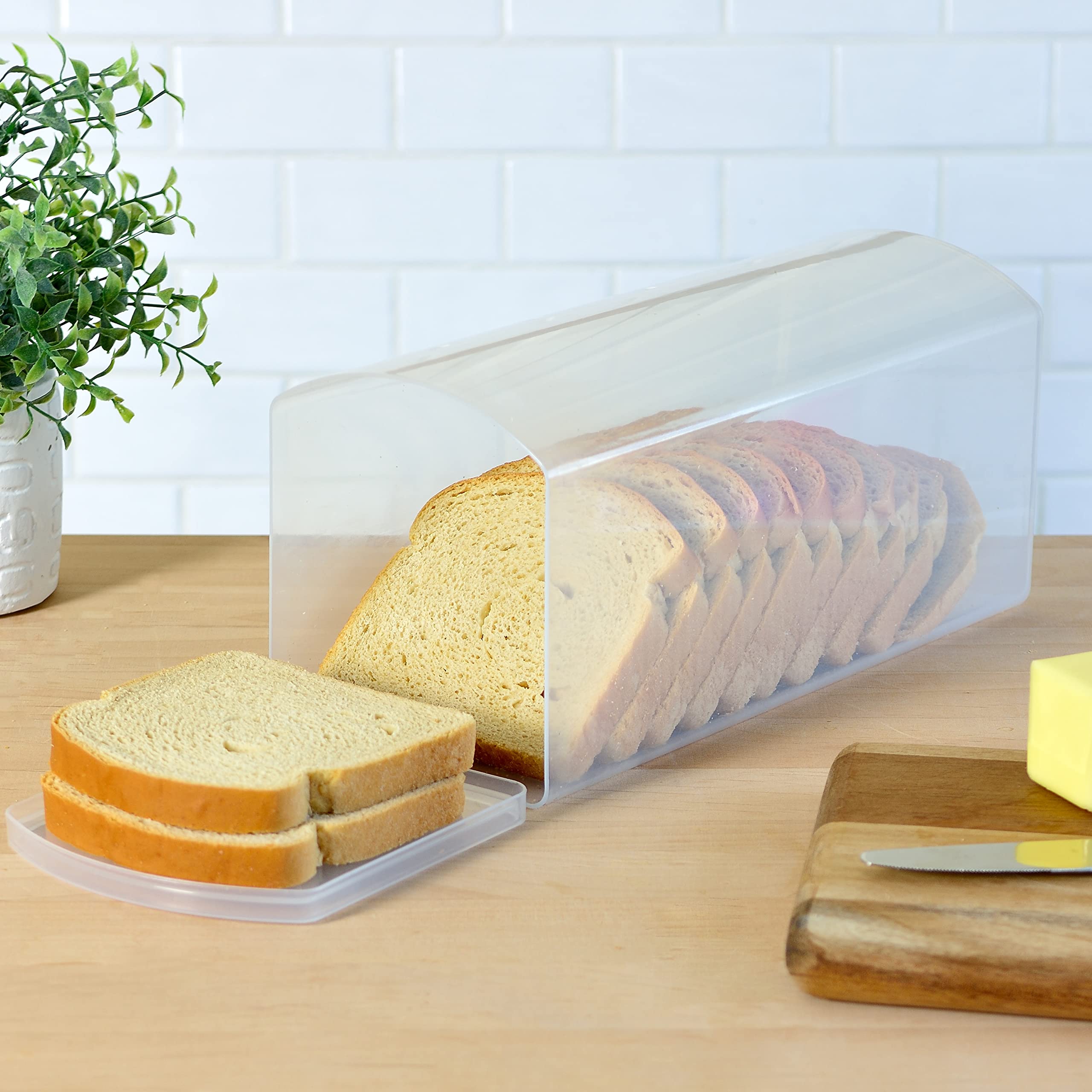 Youngever Boîte à pain en plastique, boîte de rangement pour sandwich, distributeur de pain Youngever Boîte à pain en plastique, boîte de rangement pour sandwich, distributeur de pain