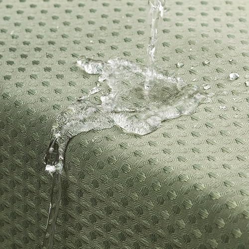 Miniatura 6 de MitoVilla Cortina de ducha de tela de gofre verde salvia, cortinas de ducha de tela pesada para decoración moderna de baño de hotel, impermeable y