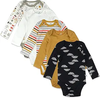HonestBaby Baby 5-Pack Organic Cotton Long Sleeve Bodysuits