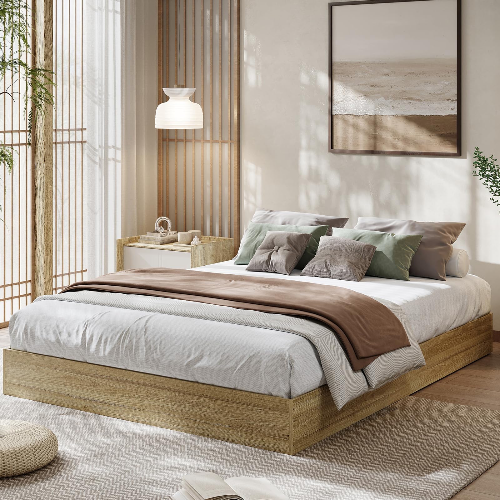 GarveeHome Full Size Wood Platform Bed Frame, Wooden Bed Frame Without Headboard, Wood Slat Support, No Box Spring Needed, Easy Assembly