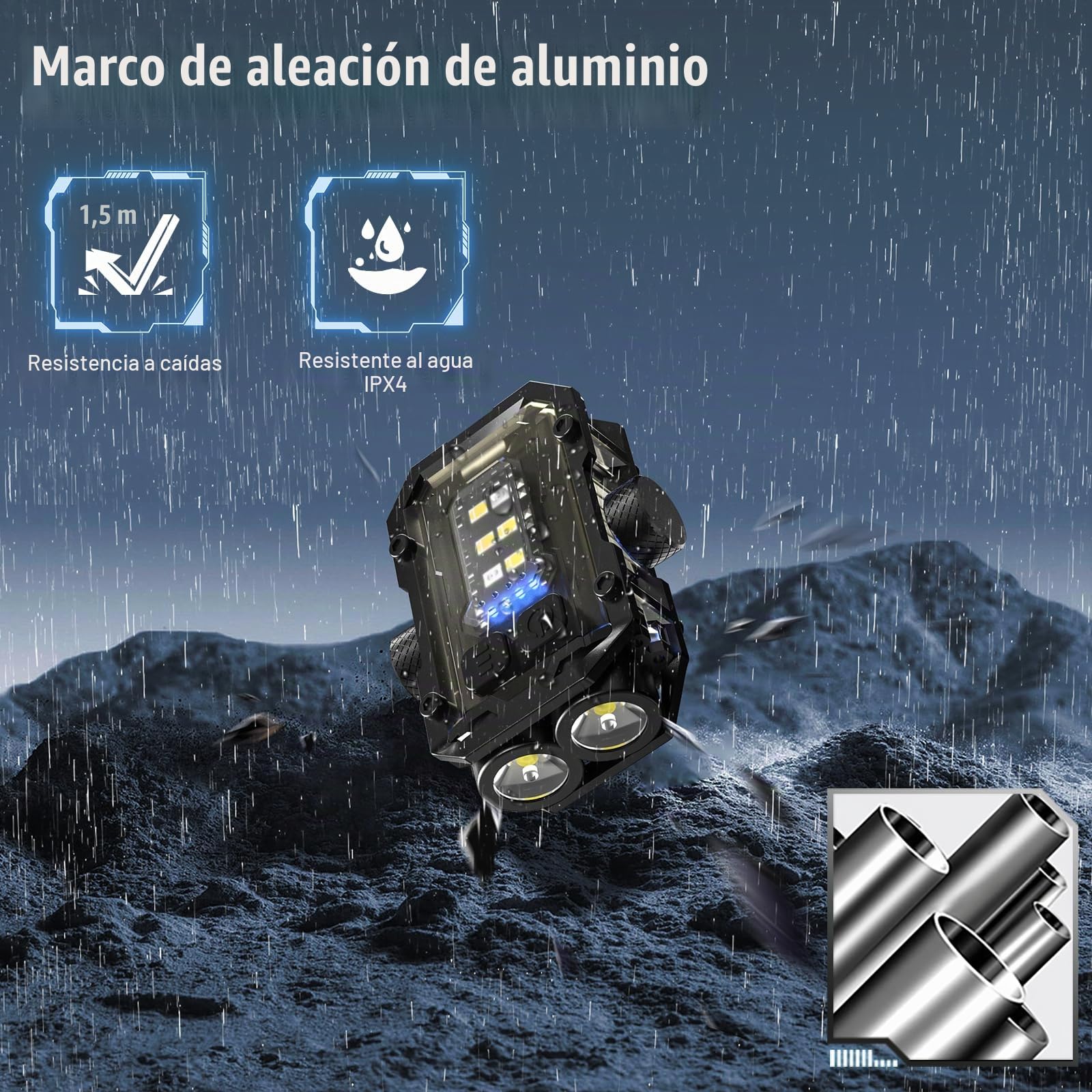 N11 Mini Linterna LED Pequeña con Swivells, con Llavero e Clip, EDC Bolsillo Linternas Alta Potencia 1000 Lumens con Flash Rojo Azul Luz Blu Emergenza,Recargable(Negro)