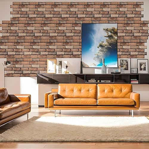 Miniatura 17 de Paneles de pared 3D para despegar y pegar, papel tapiz de ladrillo 3D para despegar y pegar, paquete de 10 paneles de pared autoadhesivos