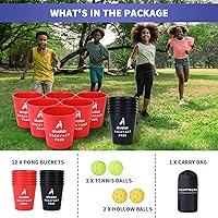Vista 4 de Yard Pong Outdoor Games, Giant Yard Games Set with 12 Buckets and Balls for Adults and Family, Toss Game Throwing Games for Beach, Camping, Lawn and