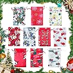 YHJZ 50PCS Christmas Organza Bags, 4x6 inches Small Christmas Gift Bags with Drawstring, Mesh Bags for Gift