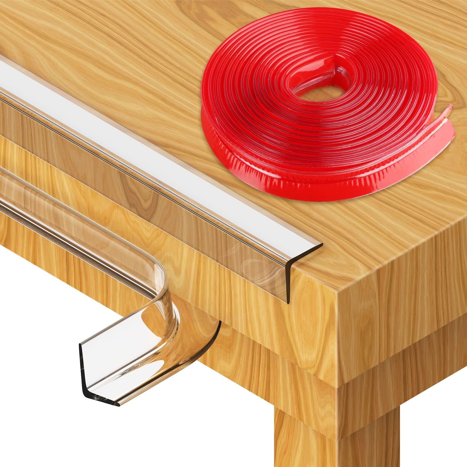 Baby Proofing, Silicone Clear Edge Protector Strip, Soft Corner Protectors for Kids, 16.4ft Pre-Tape Adhesive Corner Protectors for Furniture Against Sharp Corners for Cabinets, Tables, Drawers
