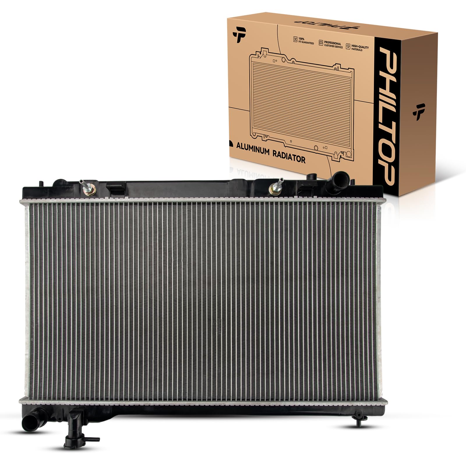 PHILTOP Core Radiator Compatible with 2003-2007 G35(From 10/2003) Transmission Oil Cooler Included