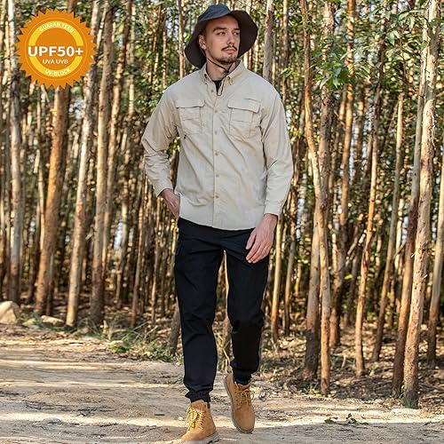 Miniatura 2 de NAVISKIN Camisas de pesca con protección solar UPF 50+ de manga larga para hombre, PFG para senderismo, viajes, campamento