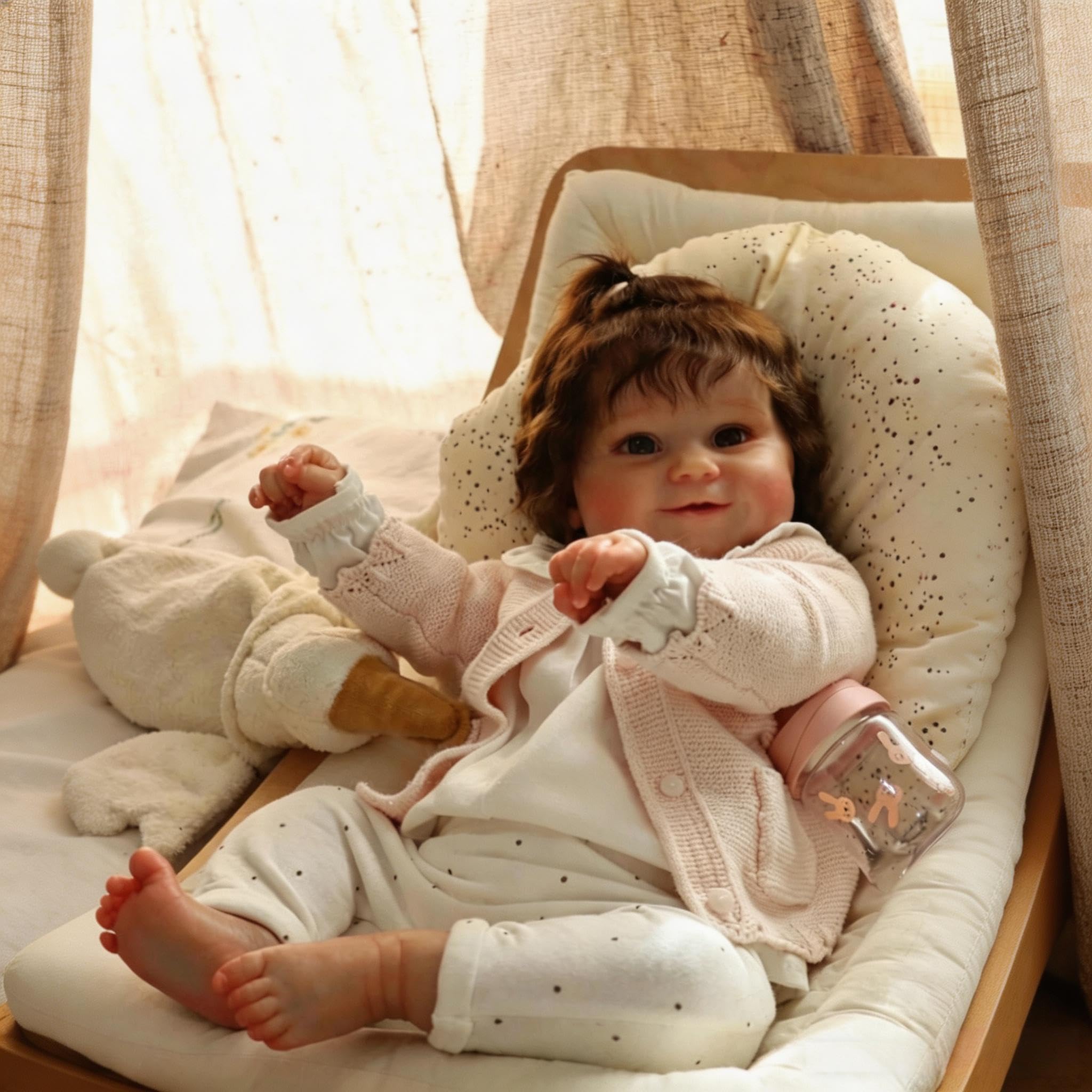RXDOLL Realistische Reborn-Babypuppen für Mädchen, weicher Vinyl-Stoffkörper, 61 cm, lebensechte Babypuppen, die echt aussehen, Silikon-Babypuppen mit verwurzeltem Haar für Kinder ab 3 Jahren