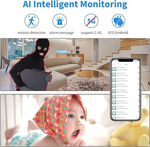 Miniatura 5 de Crazytree Cámara espía cámara oculta Mini WiFi inalámbrica 1080P HD cámara de 120 lente gran angular cámara niñera con visión nocturna, cámara de