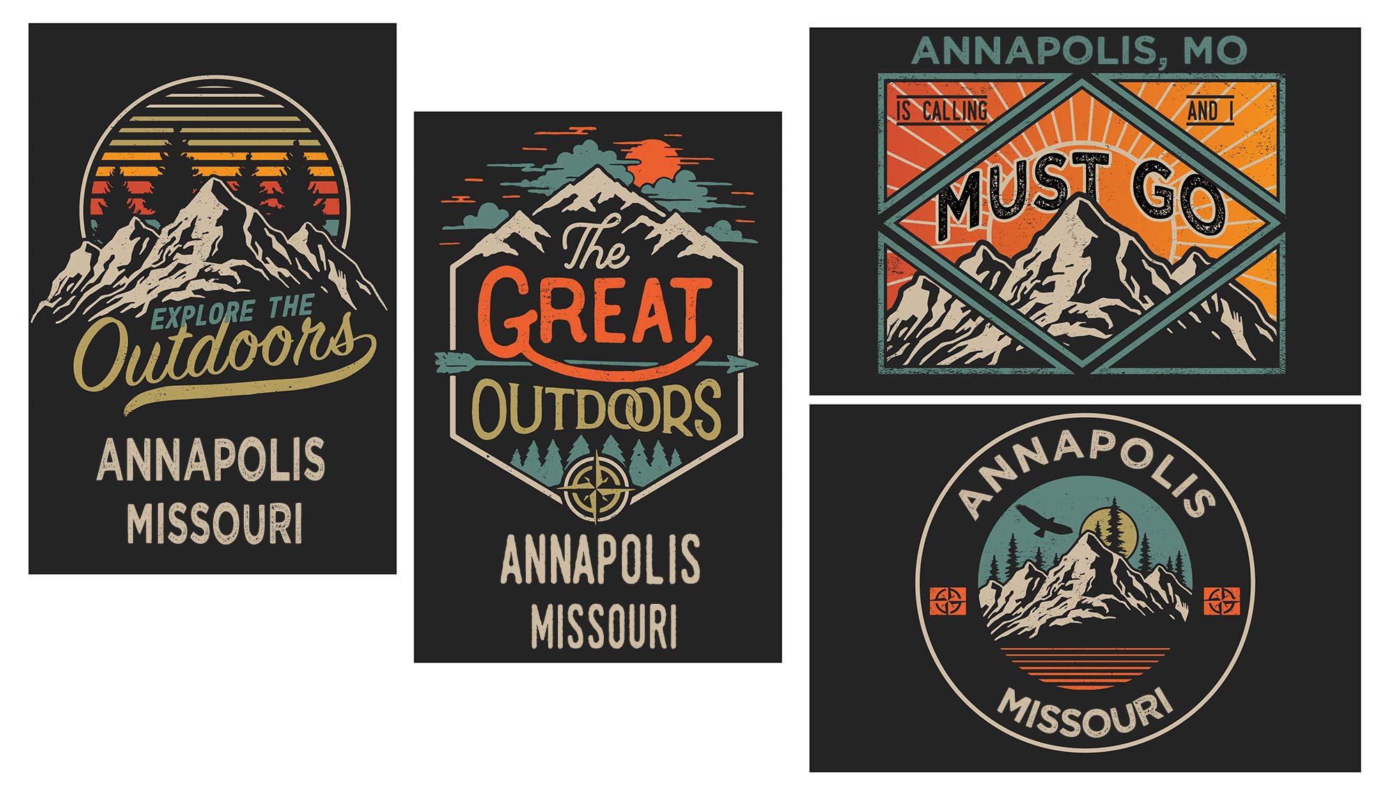 Annapolis Missouri Souvenir 2x3 Inch Fridge Magnet The Great Outdoors Design 4-Pack