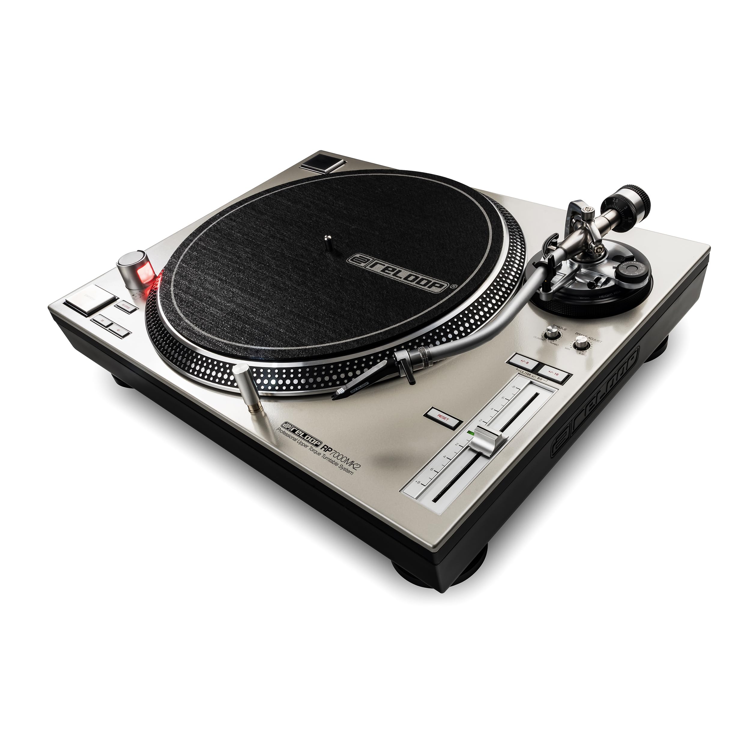 Reloop RP-7000 MK2 Professional Upper Torque Turntable System, Silver Modern