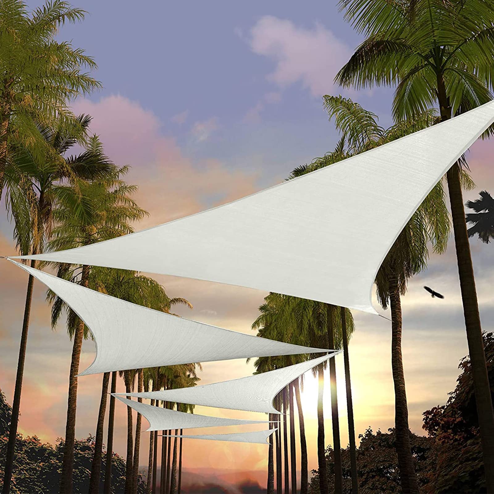 Voile Dombrage Triangle Rectangle, Imperméable Voile Dombrage Triangulaire, Voile D'Ombrage de Bloc UV de 98% pour Jardin Terrasse Balcon,Blanc,4x4x5.7m