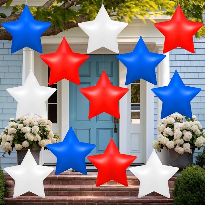 Amazon.com: Chitidr 12 Pcs 4th of July Inflatable Balloons Patriotic ...