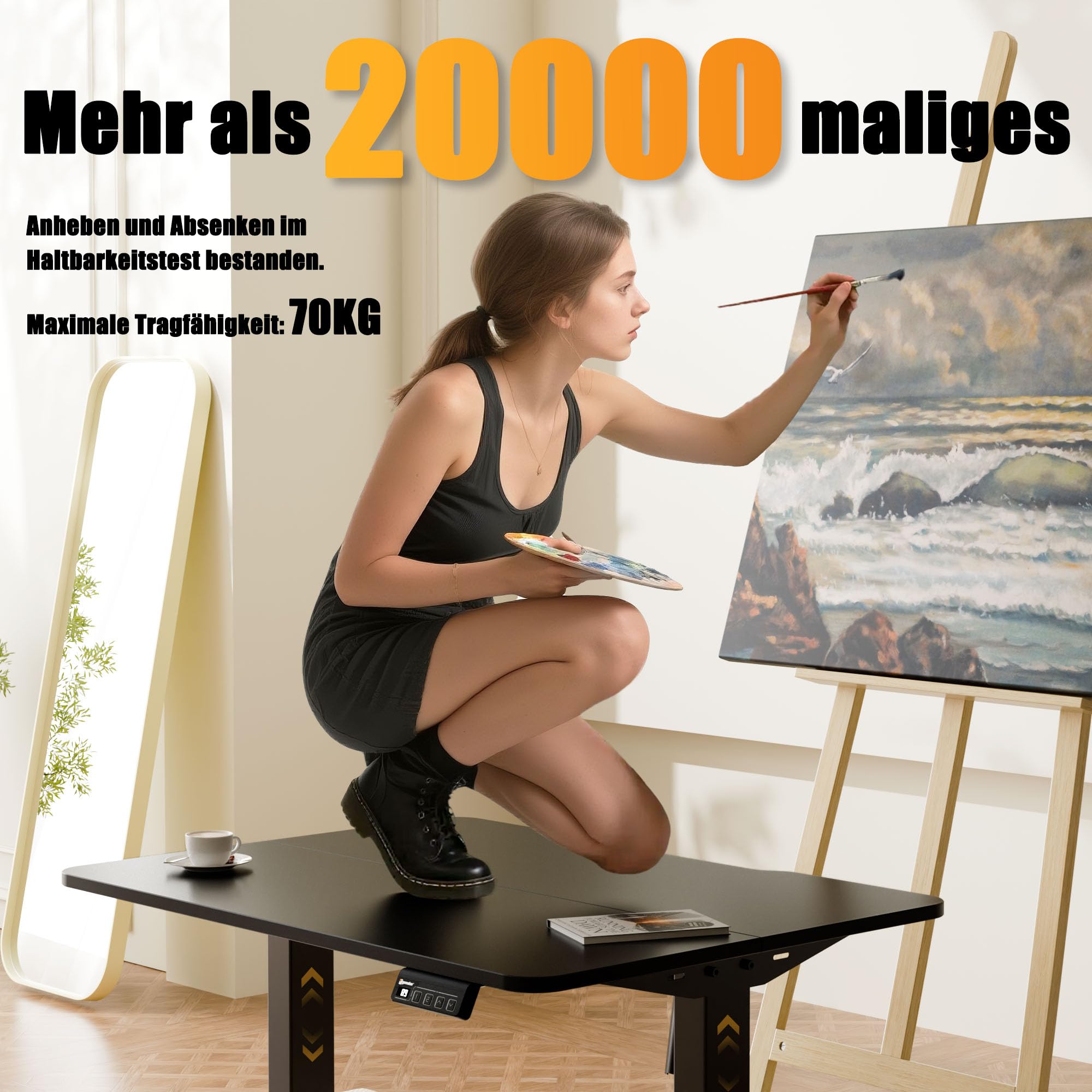 ERGOMAKER Schreibtisch Höhenverstellbar Kindertisch Weiß Höhe 48-75 cm