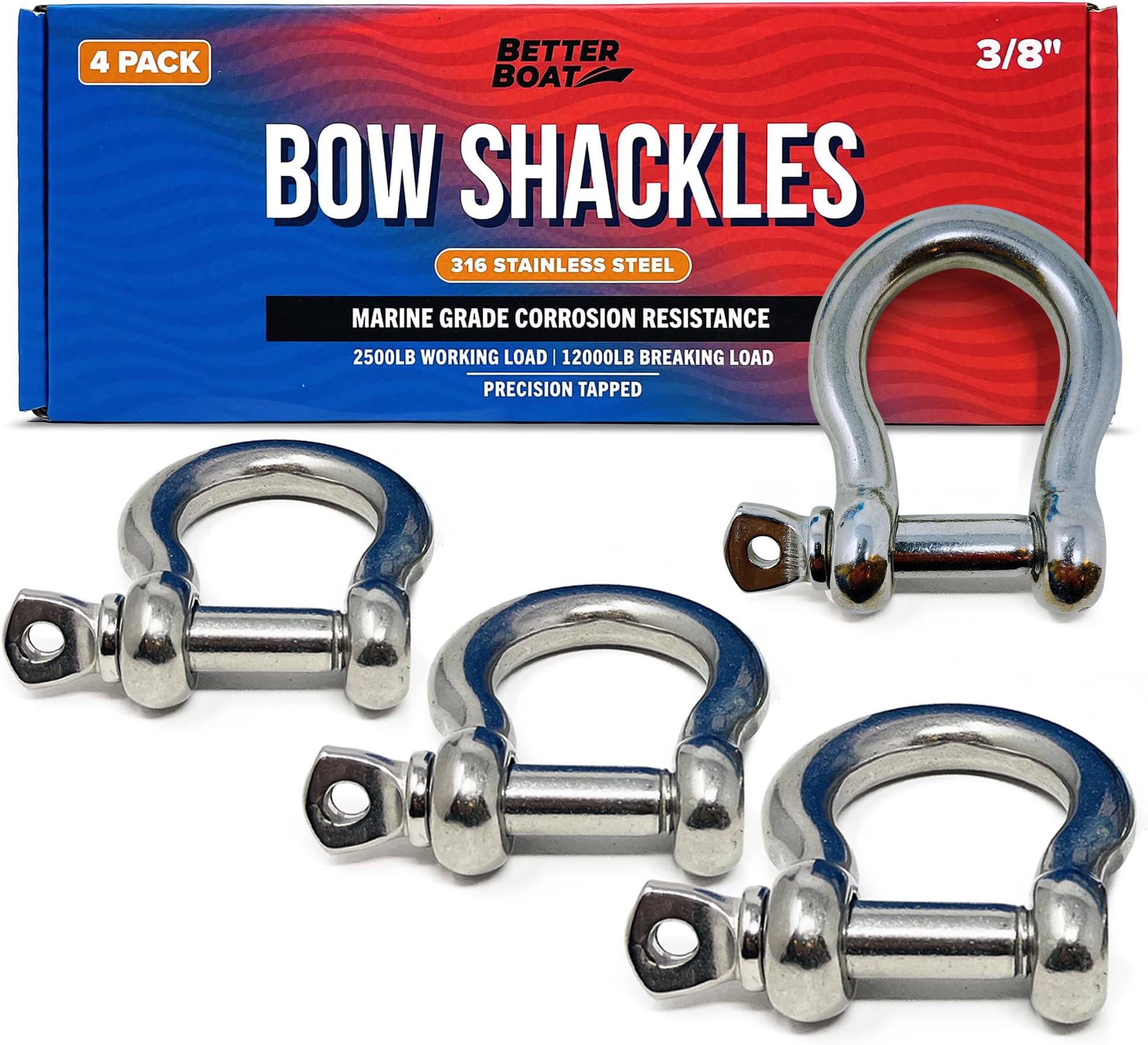 Premium Stainless Steel D Ring Shackles 1/2 inch 3/8, 5/16 or 1/4 Mini Small Bow Shackle or Clevis Anchor Shackle Marine Grade Boat Sailboat Chain Shackel U Bolt Rigging Clasp