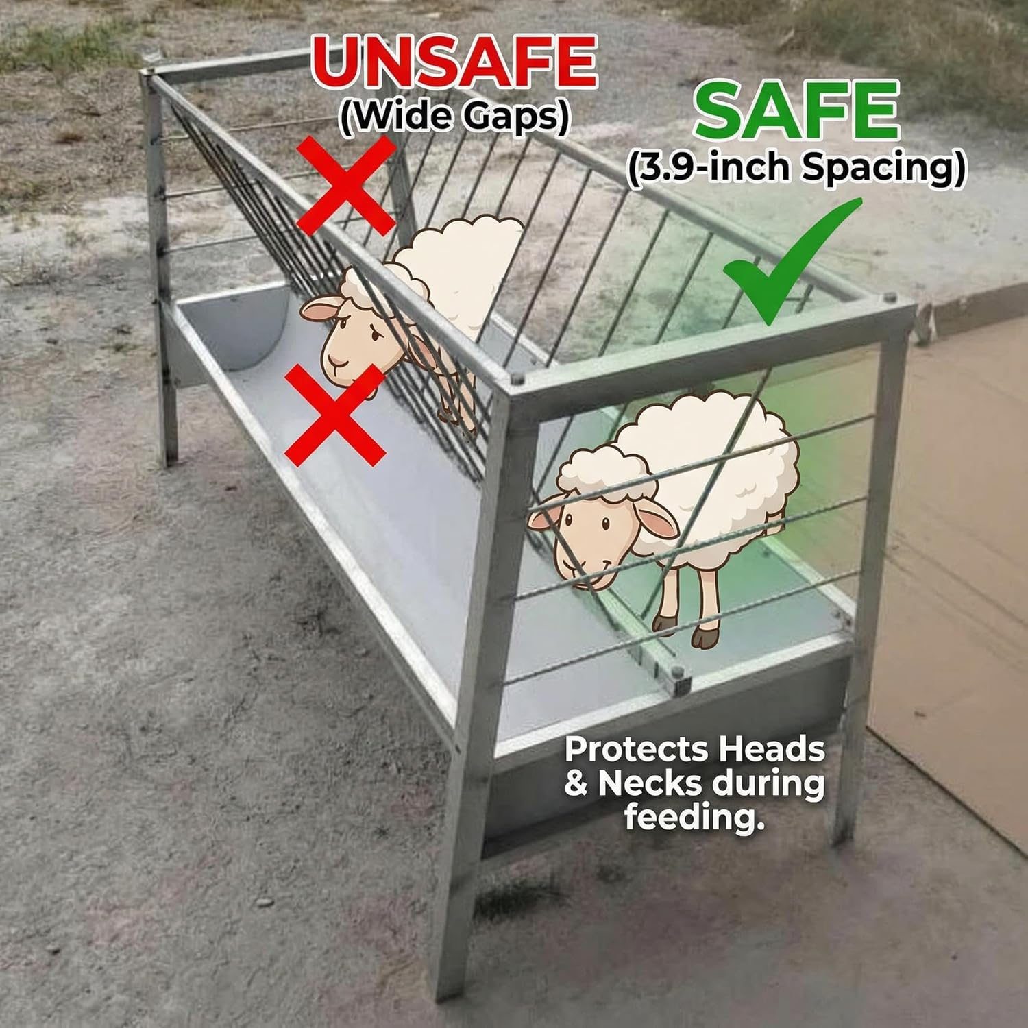 77 Gallon Capacity Hay Rack, Galvanized Steel, 60-Inch Length x 33.4 in Tall Goat Feeder with Hay and Grain in One, Ease of Assembly, Feeding Goats Sheep Ponies for Farms Sheep Pens Stables