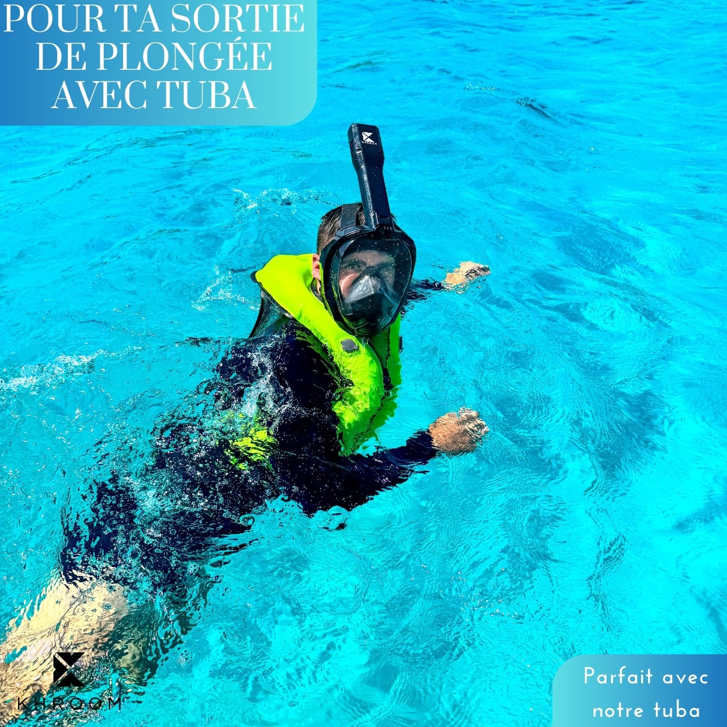 Khroom Gilet Gonflable Conforme aux Normes EU | 150-210 cm, jusqu'à 100 kg | Gilet de flottaison pour Adultes/Ados | Aide à la flottabilité pour plongée en apnée, Le Kayak et Le Sup