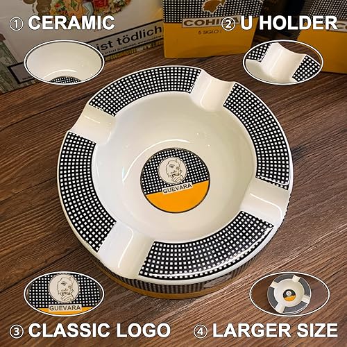 Miniatura 4 de GUEVARA Cenicero grande para cigarrillos redondos de 8 pulgadas, cenicero grande para exteriores, para patio, exterior, interior, 7.87 x 2.48