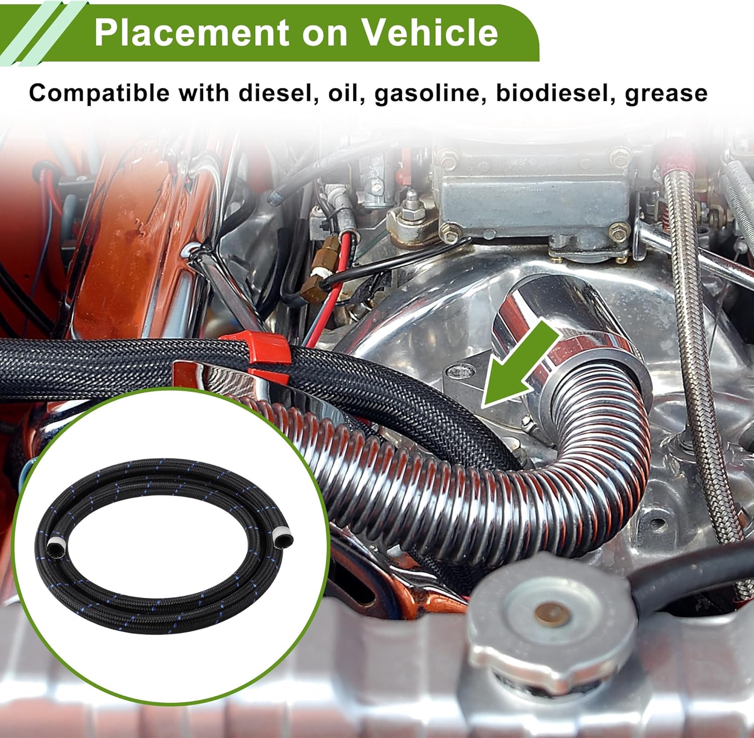 ACROPIX AN-16 Fuel Line Hose 10.01 ft l 22.22mm ID 29.96mm OD Vacuum Hose Automotive Fuel Hose 1 Pcs