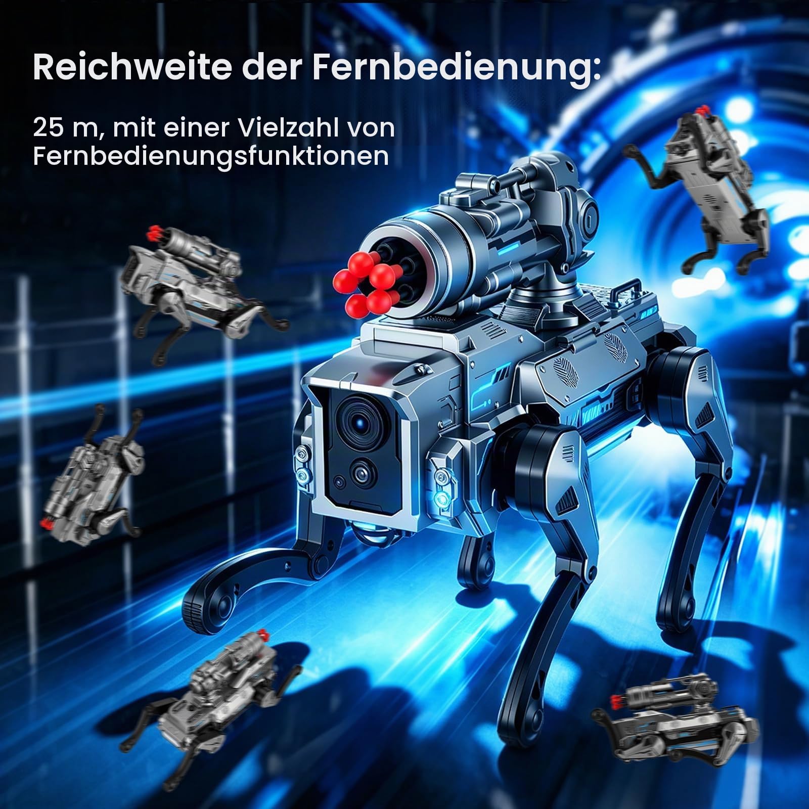 Roboterhund Ferngesteuert für Kinder 3-12 Jahre, Intelligenter Roboter Hund mit Softmunition-Werfer, Programmierbar, Tanzen, Musik, Interaktiv, Spielzeug Junge Mädchen