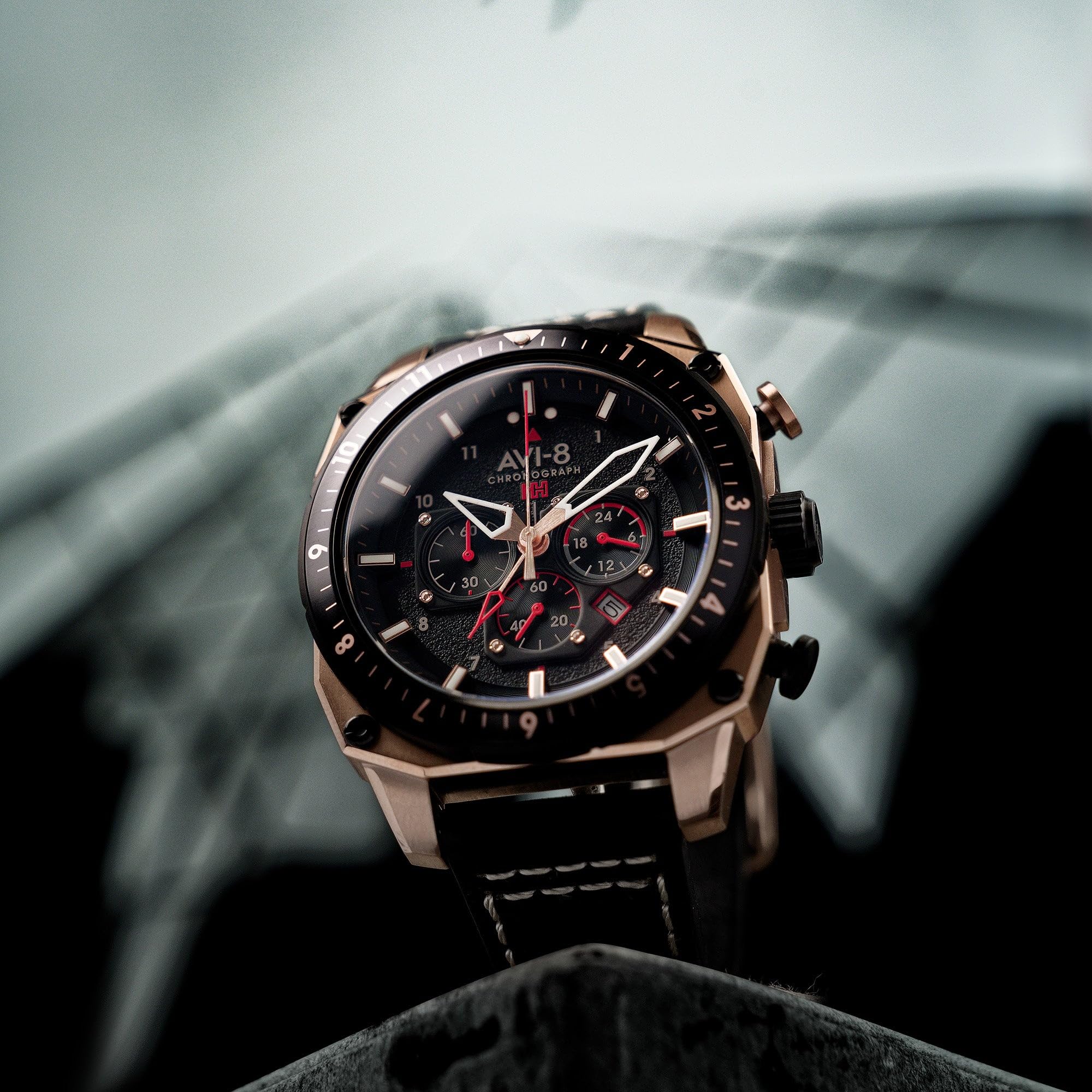 AVI-8 Hawker Hunter Atlas Dual Time Chronograph Jet Black