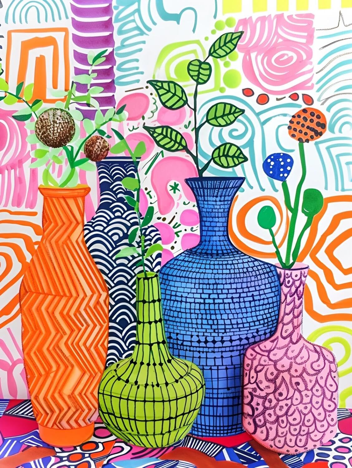 Rqwybcaxn Embroidery Beads Kit Plants in a vase 40x50cm