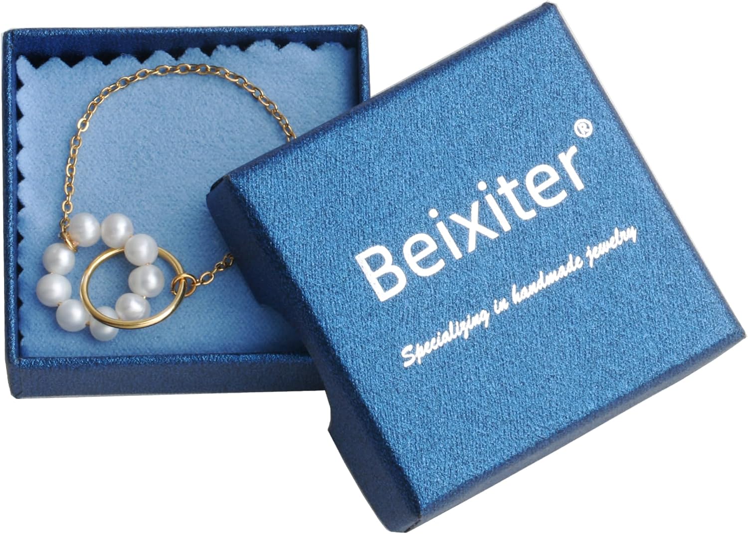 18K Gold Plated Handmade Wire Craft Freshwater Cultured Pearls Circle Interlock Choker Necklace for Women - Image 7