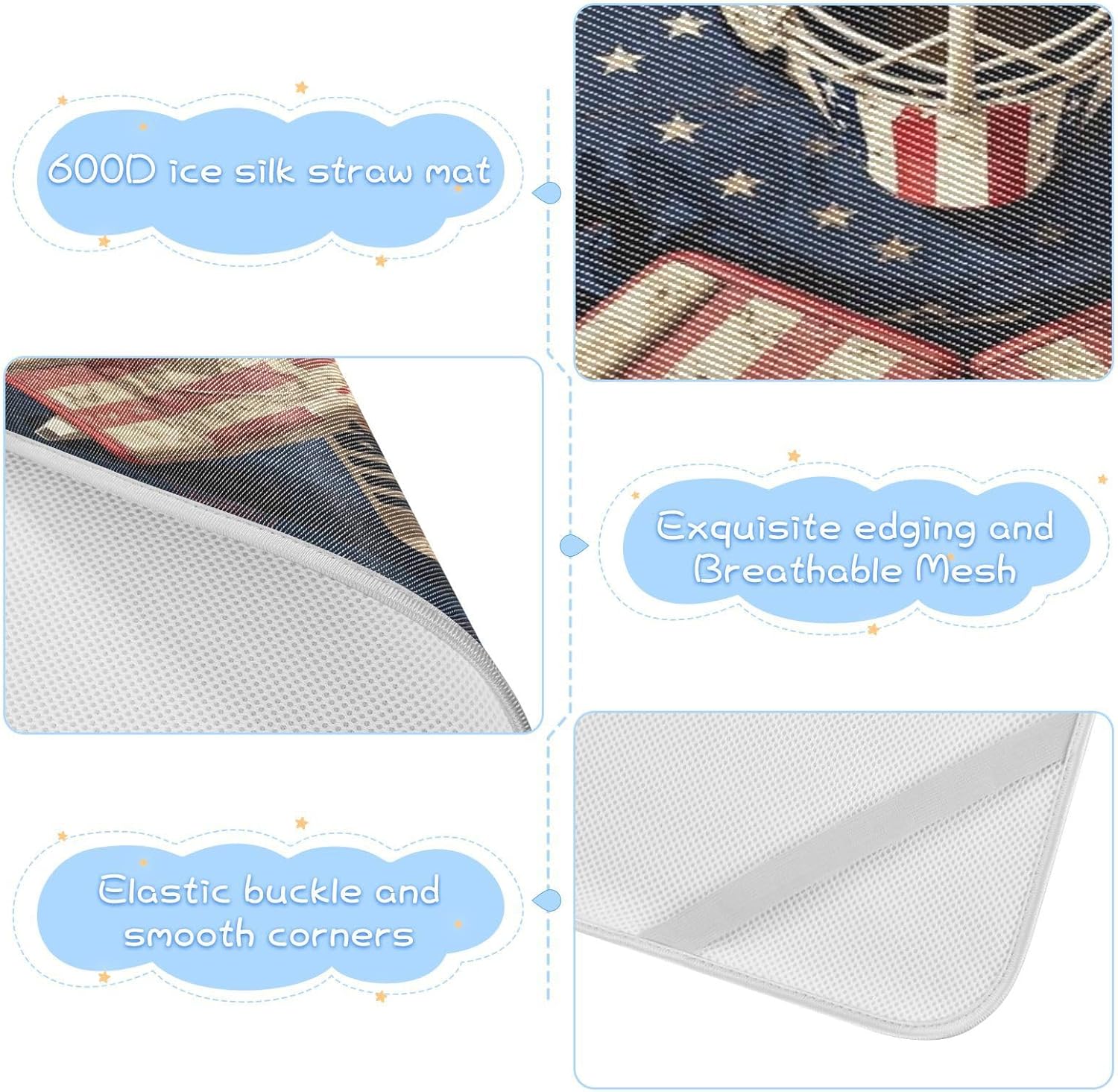 Cooling Baby Washable Mattress 28" x 52" Breathable Goalie Helmet Ice Hockey 4th of July Bed pad for Kids, Adult