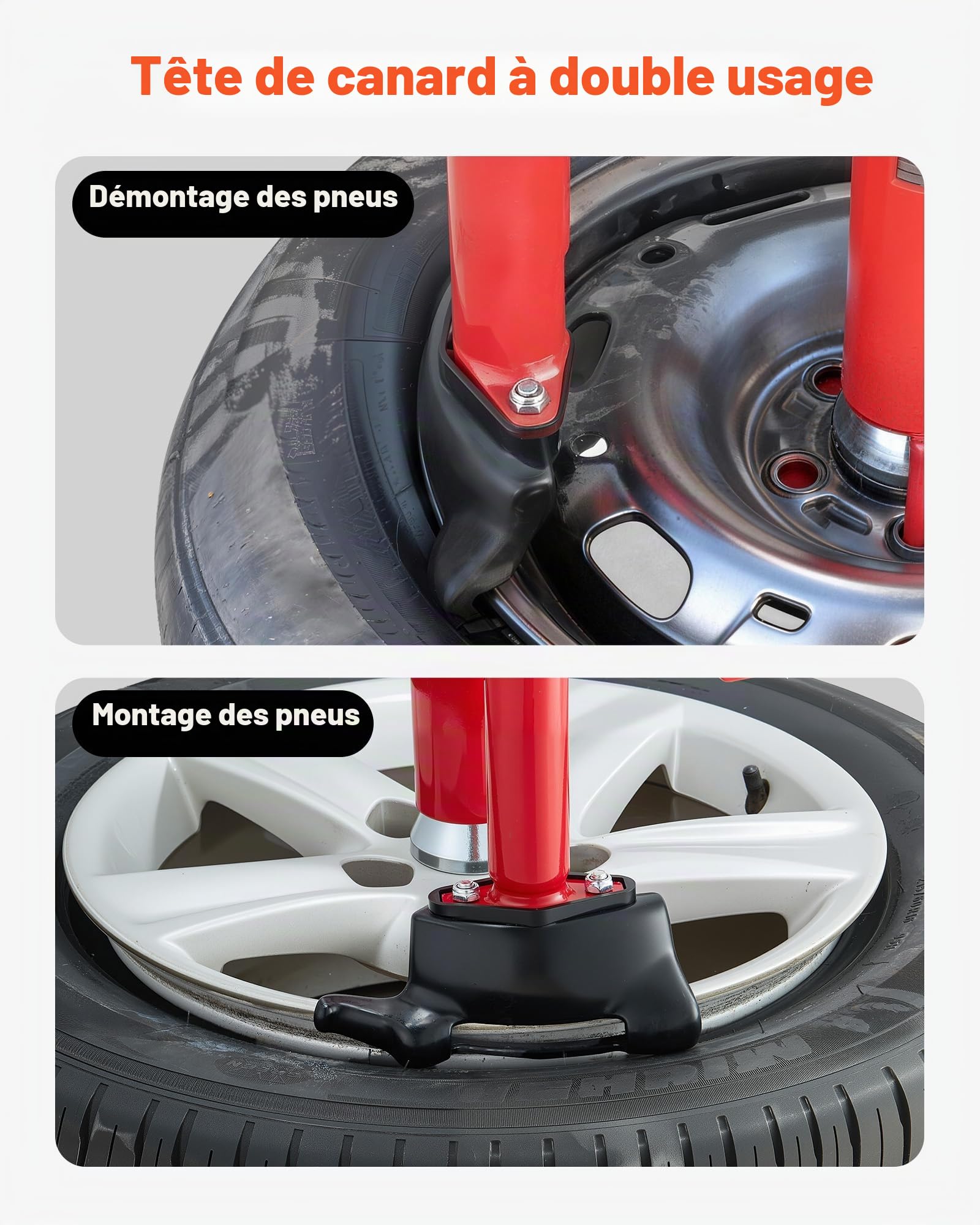 VEVOR Tête de Canard du Démonte Pneu avec Cône Argenté, Tête Opérante pour Changeur de Pneu pour Pneumatique 406-533 mm, Adaptateur Outil de Montage et de Démontage pour Voitures SUV Camions Quads