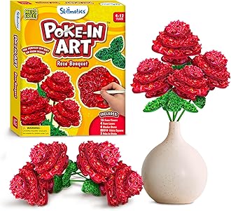 Poke-in Art - Rose Bouquet, Mess-Free Fun for Kids, DIY Wood Craft Kits, Creative Activity, Valentine's Day Gifts for Girls & Boys Ages 4, 5, 6, 7, 8, 9, 10, 11, 12