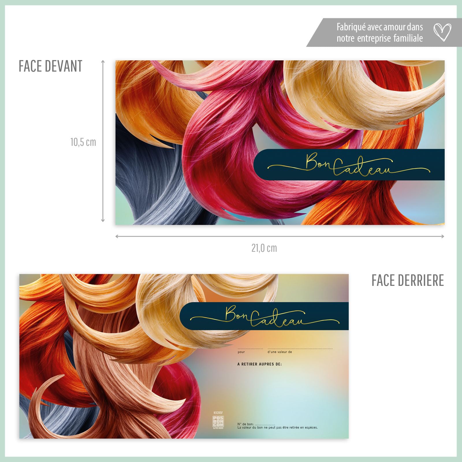 POS BON - 100 formulaires pour créer vos propres bons cadeaux avec enveloppe/nœuds ruban pour des salons de coiffure K9285F-2-100