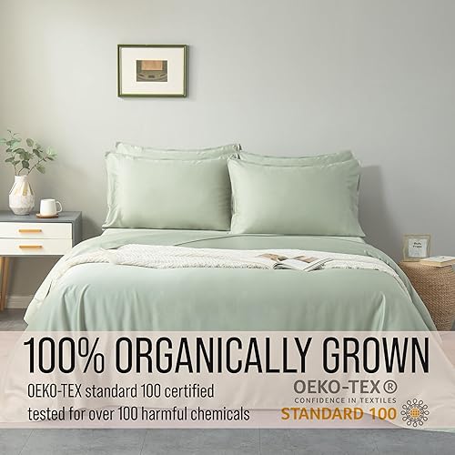 Miniatura 4 de Bella Coterie - Juego de sábanas de viscosa de bambú de lujo de 6 piezas, 100% cultivado orgánicamente, enfriamiento para personas que duermen con