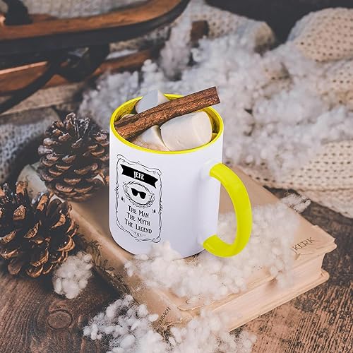 Vista 22 de 3dRose mug_232417_4 Jefe - The Man The Myth The Legend Dad Father Boss Chief in Spanish - Taza negra de dos tonos, 11 onzas Blanco