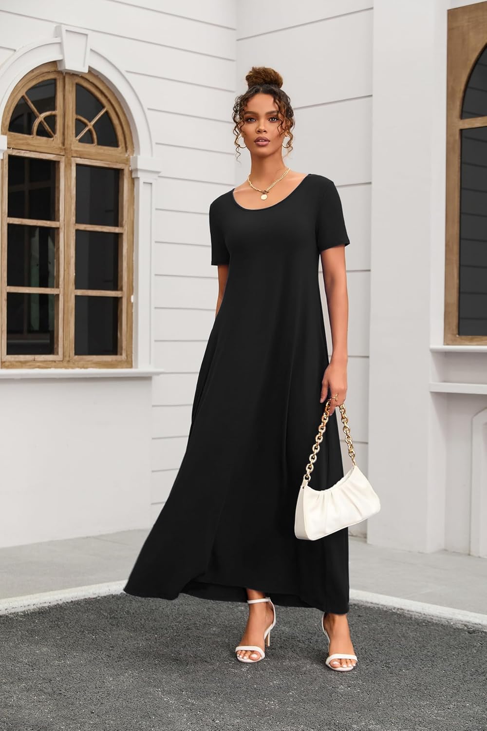 Nimsruc Women Summer Long Dress Casual Sexy Short Sleeve Loose Maxi Dresses for Women 2025 - Image 3