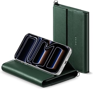 VULKIT RFID Blocking Passport Holder for Travel, Multifunctional Passport Cover for Men & Women, Designed for Long-Distance Trips, Large Capacity, Phone & Tablet Stand Function, Forest Green