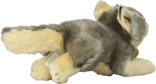 Miniatura 4 de Aurora® Peluche realista de lobo Miyoni® - Detalle realista - Compañerismo apreciado - Gris 10.5 pulgadas