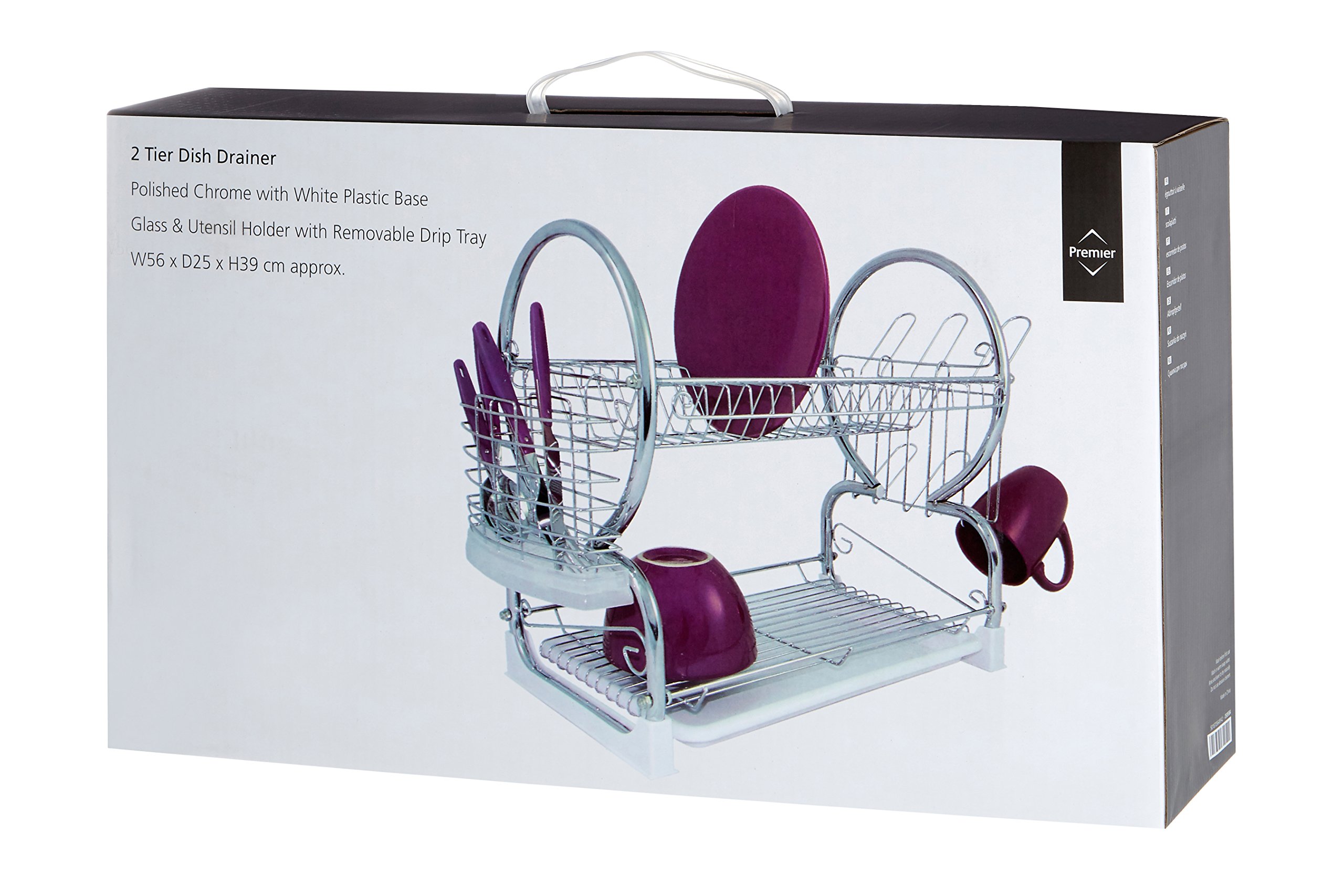 Premier Housewares - Escurridor de Platos de 2 Pisos (con Bandeja extraíble Color Blanco), Cromado