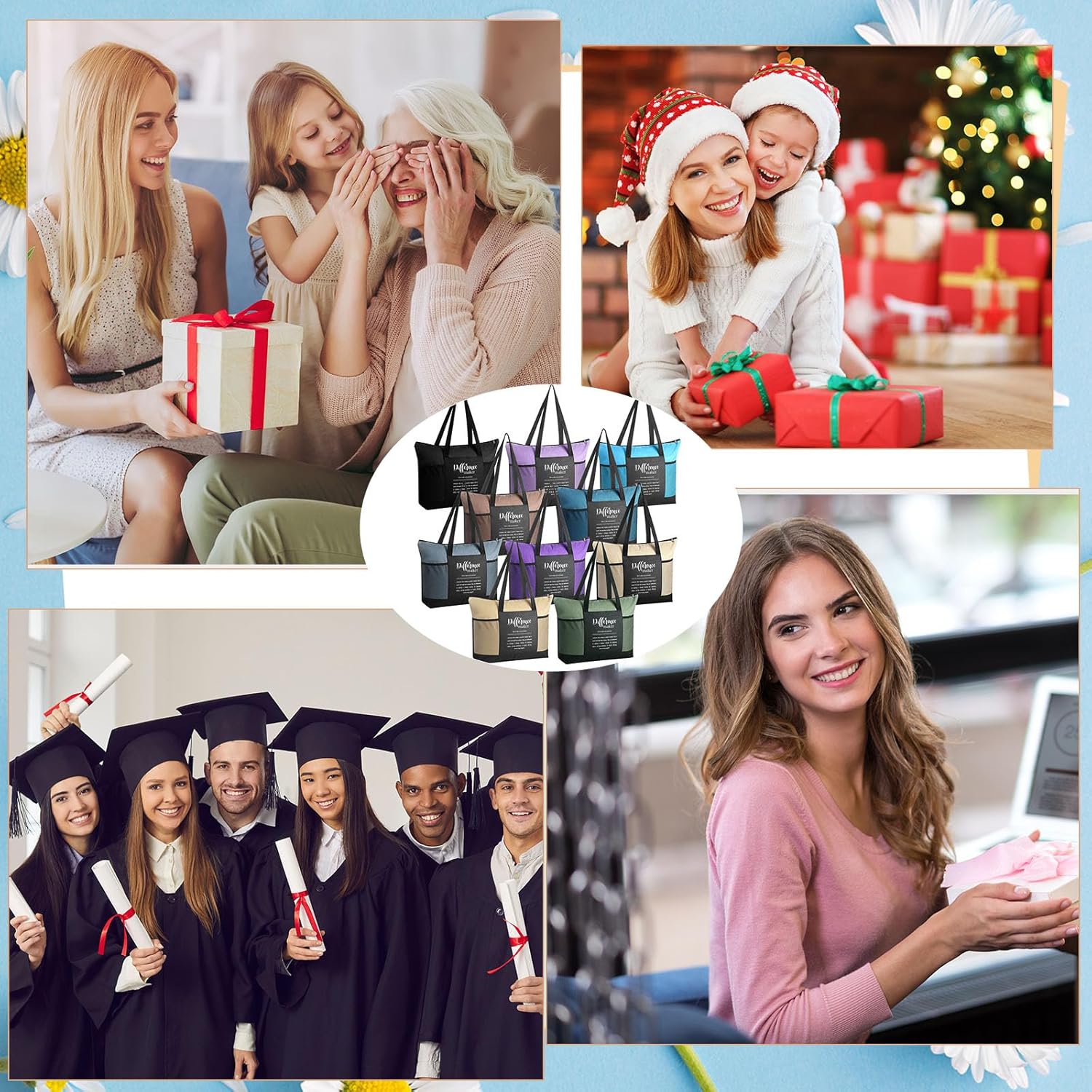 Paterr 10 Pcs Difference Maker Tote Bag Gifts for Women Team Employee Appreciation Staff Bag Bulk Thank You Gift for Coworker Teacher Office Nurse Volunteer Christmas Party Favors - Image 6