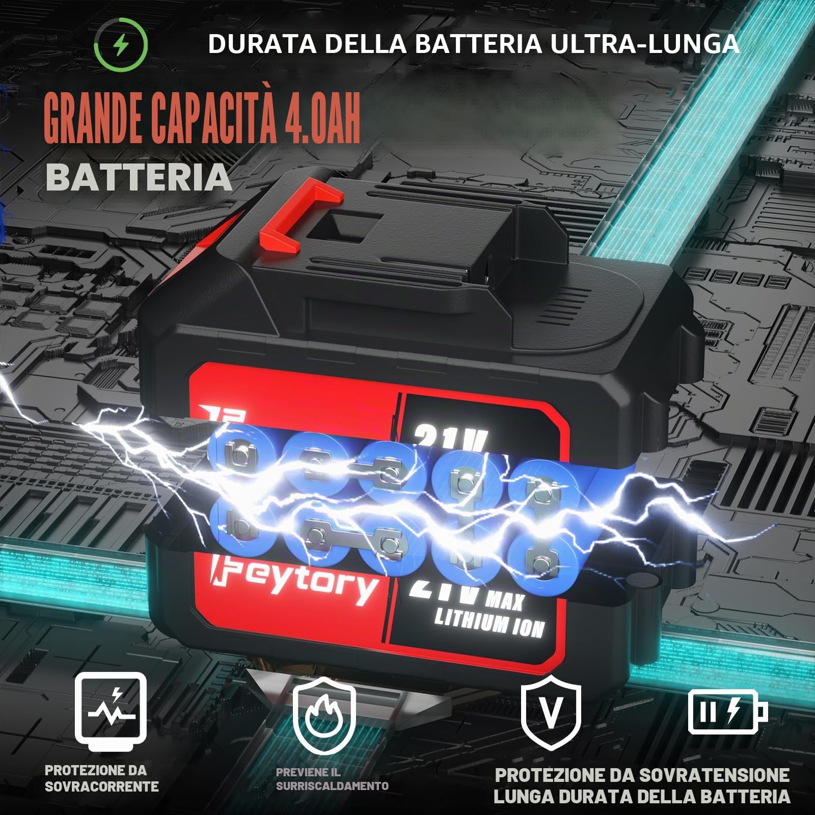 21V Avvitatore a Impulsi Brushless,Chiave Elettrica 3 in 1,3400RPM,550Nm Professional 1/2’’Elevata Avvitatori a Massa Battente, Batteria 4.0Ah, 4 Bussola,12 Punte, Avvitatore Batteria per Auto Casa
