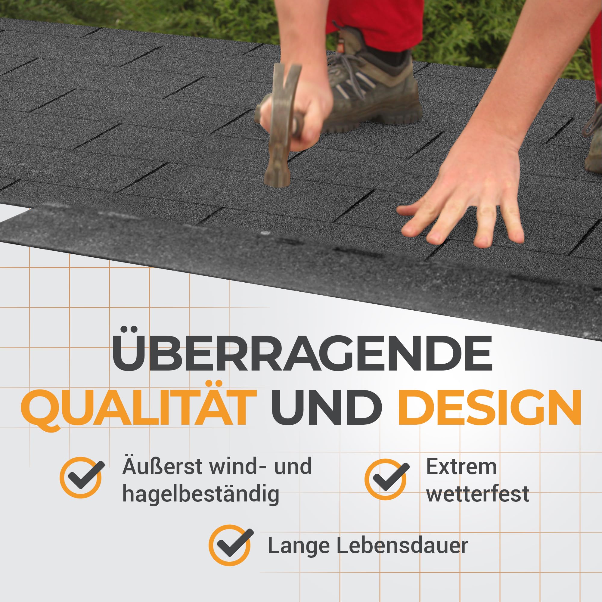 DEMMELHUBER Bitumen Dachschindeln rechteck, Rechteckschindeln | Bitumendachschindeln, wetterfest, für Gartenhaus, Carport, Bitumenschindeln, Dachpappe, Bitumen-rechteckschindeln