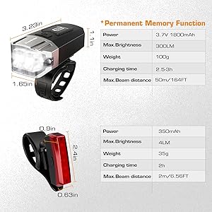 EverBrite Bike Lights for Night Riding, Rechargeable Bicycle Lights Front and Rear, 5+4 Light Modes, Bike Light Set with Charging Indicator, Waterproof Rotatable Headlight for Bike, Bike Accessories