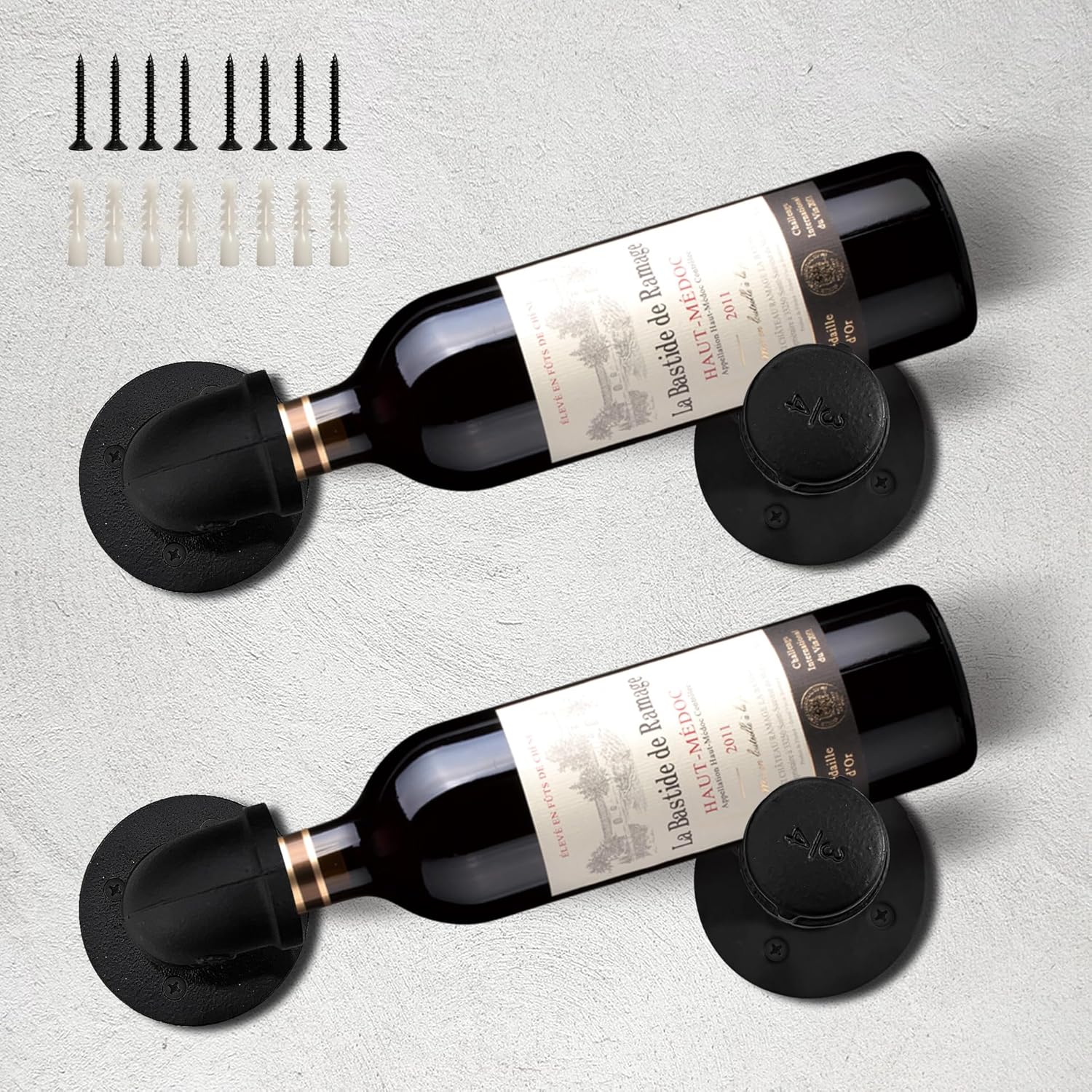 Cokritsm Wall Wine Rack, Iron Wine Rack Wall Mounted, 2pcs