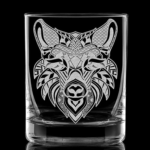 Miniatura 8 de MYSTIC LION Engraved Whiskey Rocks 11.5oz Glass  Inspired by Nature Animals Creatures  Great Unique Drinking Gift Idea!