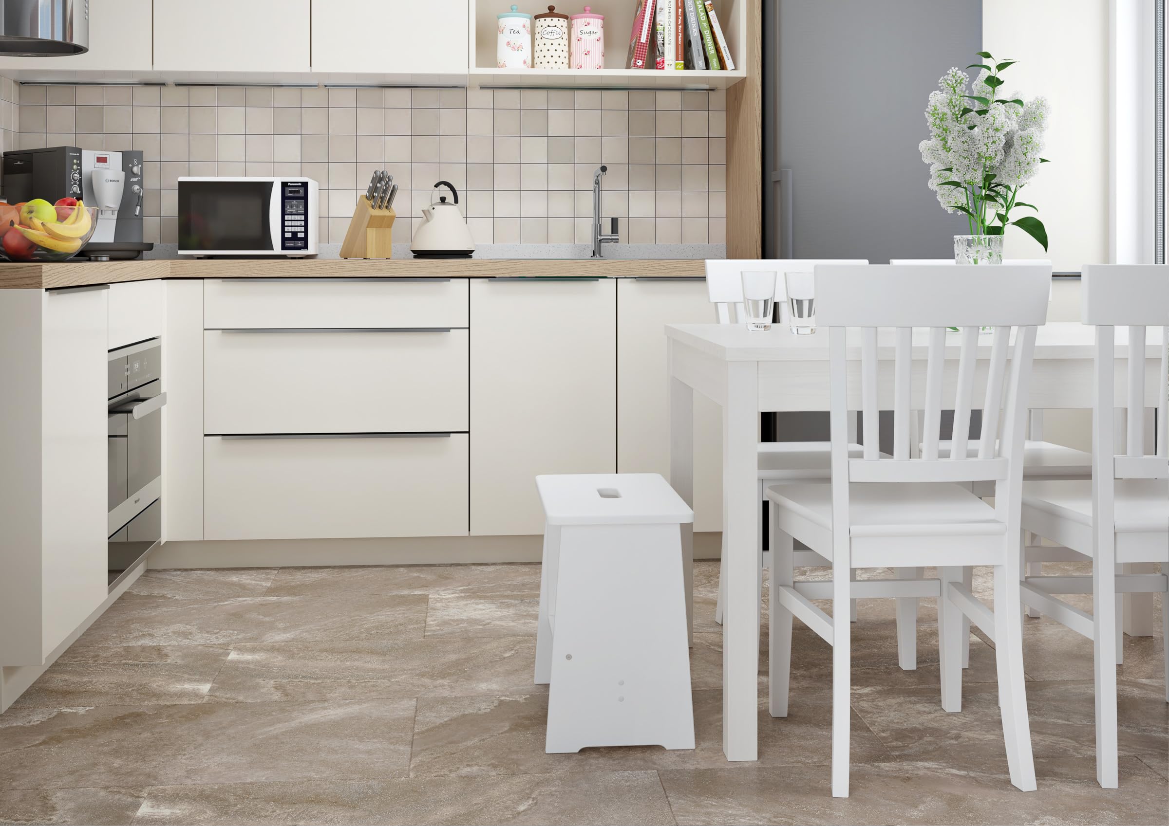 Stufenhocker Klapphocker Tritthocker Klappbar Kiefer Natur oder Weiß